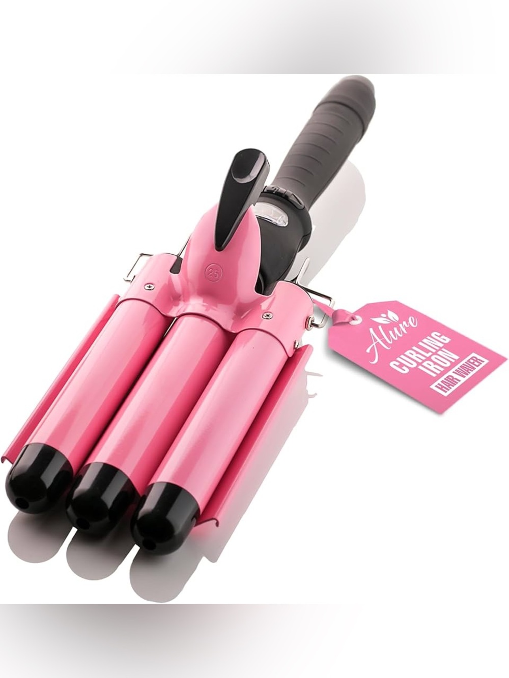 Allure Pink Triple Barrel Curling Iron for Beach Waves